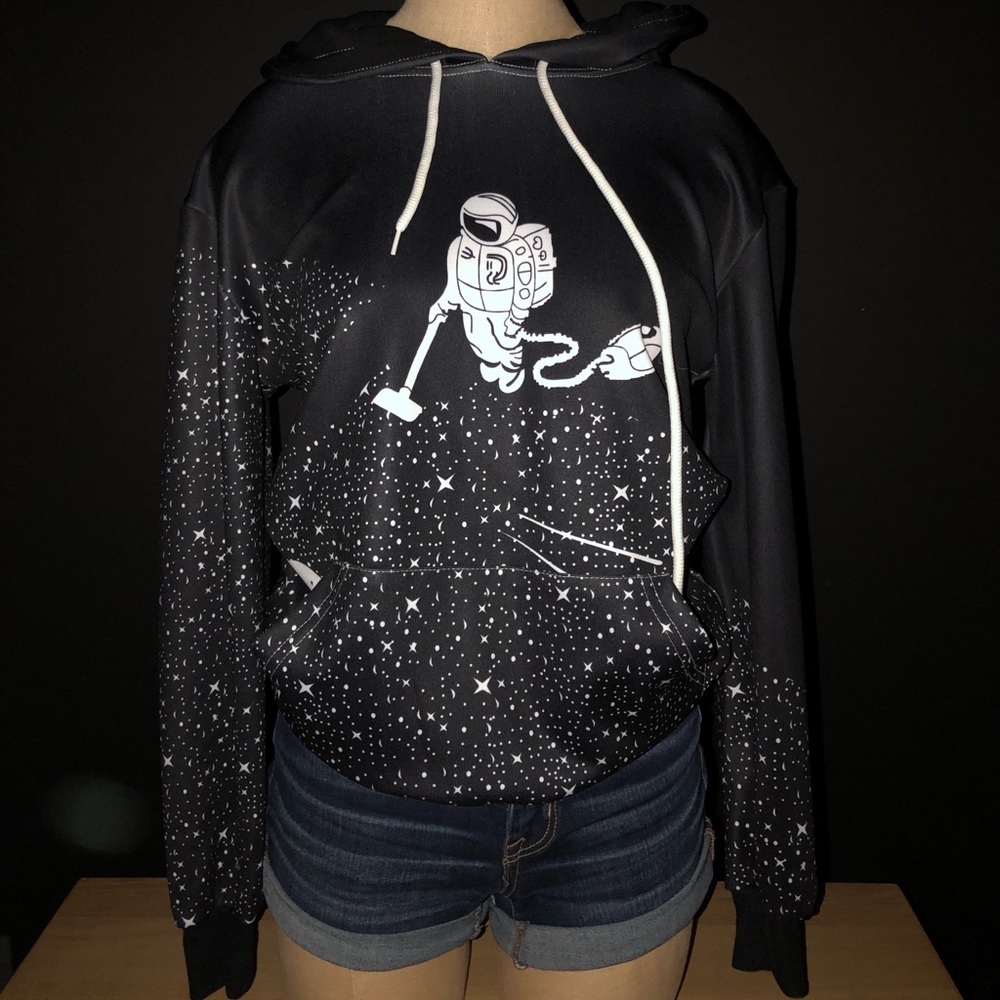 Astronaut Vacuuming Stars Space Hoodie